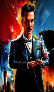 Nikola Tesla, carta collezionabile firmata artista limitata firmata artista personalizzata - Foto 1 di 2