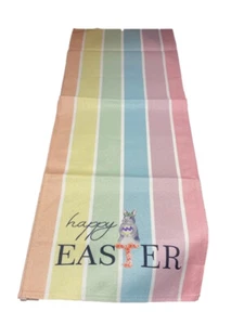 Happy Easter Pastel Stripe Table Runner - Picture 1 of 2