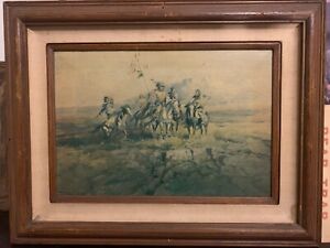 Original Cm Russell Signed Painting 11 x 16 oil on canvas authentic art Tribe