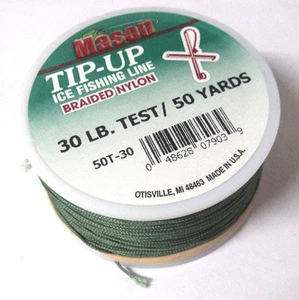 Mason Tip-Up Ice Fishing Line, Braided Nylon, Green, 30# test, 50 yd #50T-30 - Picture 1 of 3