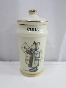 Vintage MJ HUMMEL Chili SPICE JAR Danbury Mint Gold Trim Porcelain 1987 - Picture 1 of 4