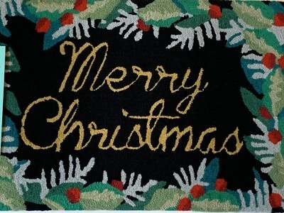 Tapete Liora Manne Frontporch Feliz Natal interior exterior, 20 pol x 30 pol - Imagem 1 de 4