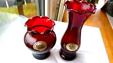 2 Glas Vasen - ANCHOR HOCKING - USA - ca 1940 - "Royal Ruby" -