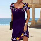 Summer Essential Women's A Line Dress With Floral Print And Short Sleeves