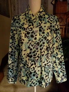 Appleseed's Buttondown Watercolor Animal Print Jacket Size Medium NWOT AWESOME! - Bild 1 von 9