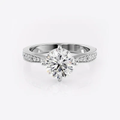 1.20 Ct Lab Grown IGI Diamond Solid 950 Platinum Round Cut Bridal Wedding Ring - Image 1 of 4