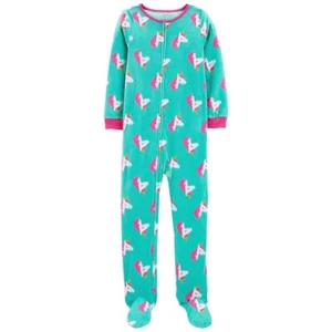 NEW Unicorn One Piece Pajamas Girls Size 12 14 Blanket Sleeper Feet Zips Carters - Picture 1 of 2