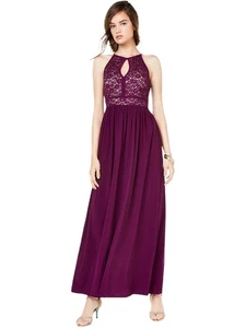 MORGAN & CO Womens Purple Hook And Eye Closure Tie Maxi Dress 3 - Picture 1 of 3