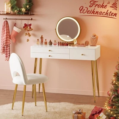 Woltu Schminktisch mit Hocker Spiegel 3 Schubladen Schlafzimmer Frisiertisch - Bild 1 von 4