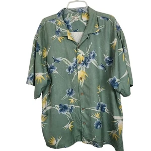 Tommy Bahama Shirt Men XL Silk Floral Bird Of Paradise Hawaiian Tropical Camp XL - Picture 1 of 15