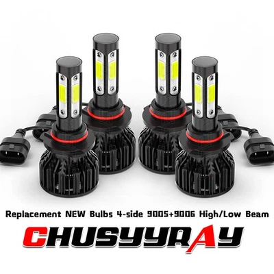 适用于克莱斯勒 PT Cruiser 2006 - 2010 组合 9005+ 9006 LED 车头灯灯泡 6000K 4x — 第 1/4 张图片