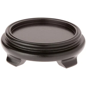 Plymor Black Round Wood Veneer Footed Display Base, 5.5" W x 5.5" D x 1.375" H - Picture 1 of 1
