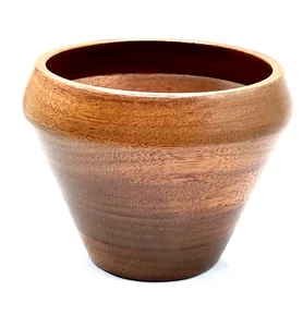 Jarrón pequeño vintage de madera torneado a mano cuenco baratijas o planta con revestimiento de vidrio - Imagen 1 de 6