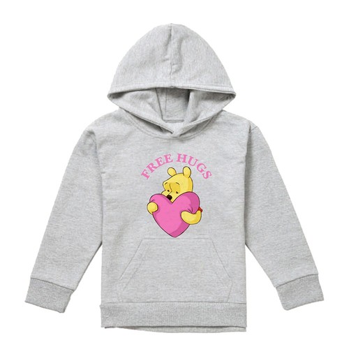 Winnie The Pooh Free Hugs Felpa con Cappuccio per Bambini San Valentino Grigio 5 13 Anni