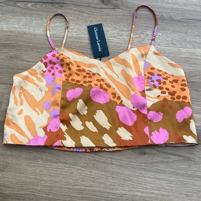 Новый с Ярлыками Christian LaCroix атласный многоцветный животных печати укороченный верхний размер большой - Изображение 1 из 4