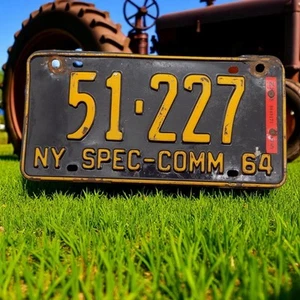 New York Special-Commercial License Plate Tag # 51-227 1964 Black/Yellow GUC - Picture 1 of 1