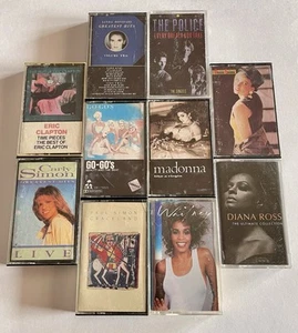 Lot Rock Pop Cassette Tapes The Police Go Gos Madonna Clapton Whitney Houston - Picture 1 of 3