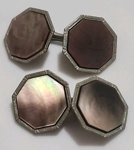 Gemelos vintage Art Deco Krementz concha de abulón. - Imagen 1 de 4