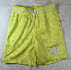Wilson Medium Mesh Lined Tennis Shorts Embroidered LogoBoys M YELLOW WBH507 - Picture 1 of 3