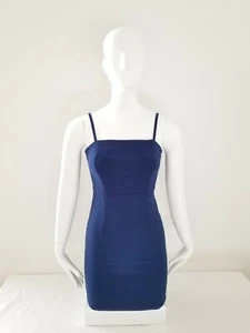 Forever 21 Dress Womens Small Navy Blue Bodycon Woven Cami Stretchy - Picture 1 of 12