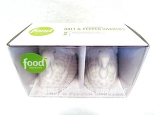Thanksgiving Turkey Salt And Pepper Shakers Stoneware Neutral Food Network Boxed - Picture 1 of 8
