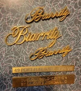 Vintage 1981-92 Cadillac Eldorado Biarritz Sail Panel Trunk Emblems gold plated - Bild 1 von 2