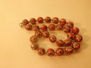Vintage Chinese Cloisonne 20.5mm Beaded Spring Flower Petals Necklace 260 Inch - Picture 1 of 3