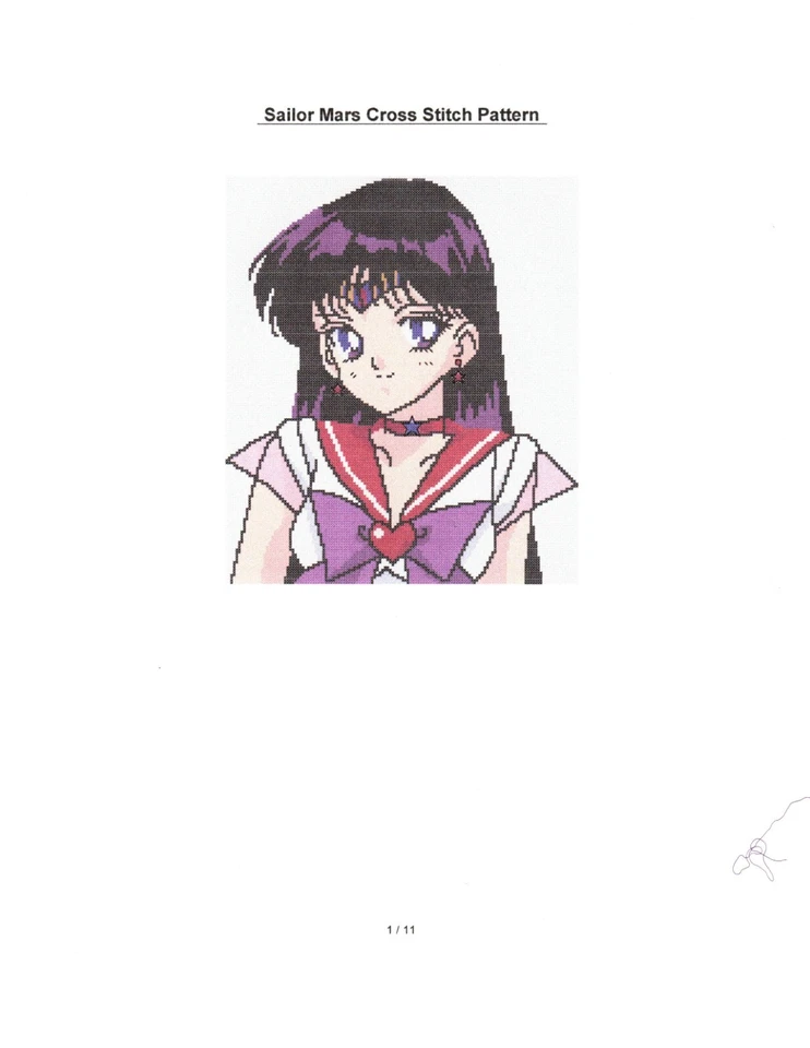Animae Sailor Mars ( Sailormoon ) Cross Stitch Pattern - Image 1 of 1