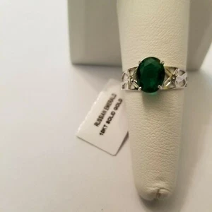 2.10 CT LAB CREATED EMERALD 10KT SOLID WHITE GOLD RING SIZE 7 - Picture 1 of 12