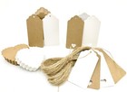 10/25/50/100 Scallop Rectangular Kraft Gift Tags Paper Card Label + Free Strings