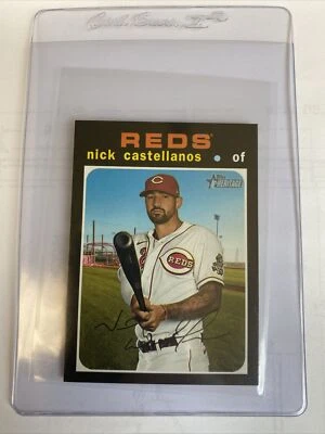 2020 TOPPS HERITAGE HIGH NUMBER MINI NICK CASTELLANOS  #555 SSP 30/100 DODGERS - Image 1 of 2