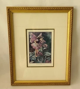 The Heliotrope Fairy by Cicely Mary Barker Framed Art Print Wood Gold Frame - Picture 1 of 2
