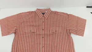 John Blair Men's size XL Short Sleeve Button-up Shirt Red Stripe Color Casual - Picture 1 of 8