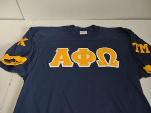 Alpha Phi Omega Fraternity T Shirt Vintage 90s Jersey Made In USA Size Medium - Picture 1 of 5
