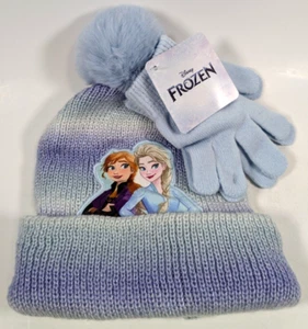 ABG Accessories Disney Frozen Girls Pom Beanie Knit Cap & Gloves Set New w/ Tag - Picture 1 of 4