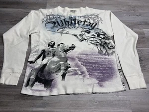 White Tag Premium Denim Y2K Grunge Affliction Punk Henley Thermal Shirt Mens XL - Picture 1 of 7
