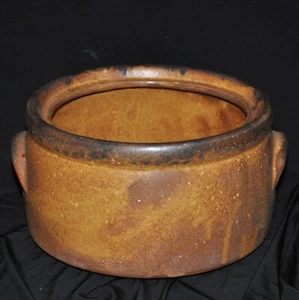 Vintage McCoy 1421 Bean Pot Soup Tureen Brown Rustic Ceramic Brown Black Dish - Picture 1 of 8