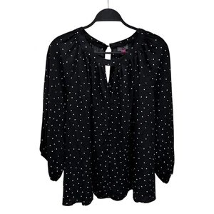 Vince Camuto Damenbluse Übergröße 3X schwarz weiß gepunktet Ballonärmel neu mit Etikett - Bild 1 von 7