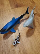 Lot 3 Shark Toys Action Figures Models Blue Great White GUC
