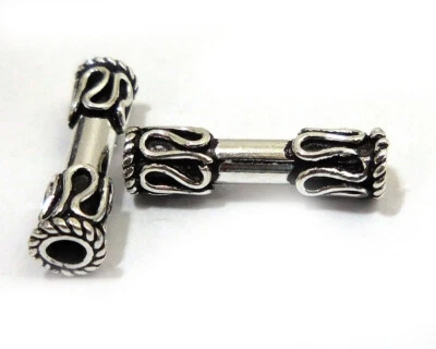 12 PCS 22X4MM TUBE BEAD ANTIQUE STERLING SILVER PLATED 694 FUL-574 - Image 1 of 3
