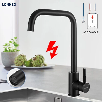 LONHEO Niederdruck Armatur Küche Wasserhahn Küchenmischer für Spüle Boiler schwarz
