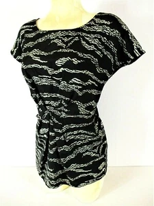 Guess womens XS white black PLEATED FRONT 1/4 back zipper top (B5)PMD - Picture 1 of 12