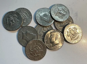 1974-D Kennedy 50-cent Half dollars, circulated TEN (10) COINS - Picture 1 of 3