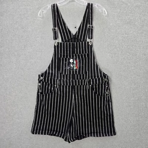 Disney The Nightmare Before Christmas Women Shorts Large Black Striped Shortalls - Picture 1 of 11