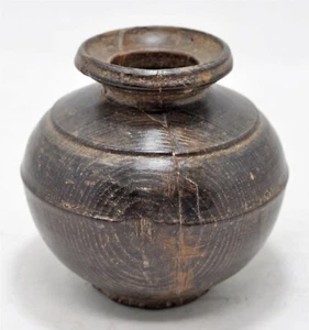 Antik Holz Rund Wasser Trinktopf Lota Original Alt Handgeschnitzt - Bild 1 von 5