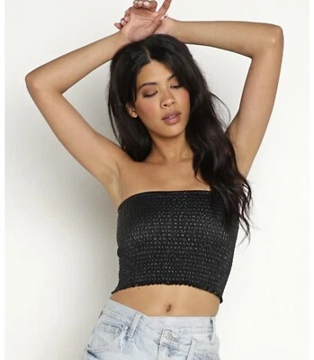 Nuevo Top Commando Imitación Cuero Capas Capas Tubo Talla M/L NEGRO Foto 1 de 4