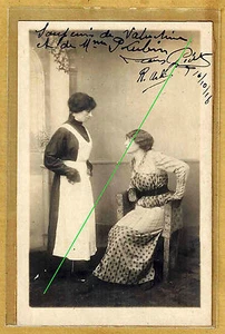 Carte Photo vintage card RPPC Femme et domestique mode fashion mme Lubin al052 - Picture 1 of 2