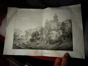 Ancienne Gravure 1820 Chateau de Lassaratz Canton de Vaux Suisse G Engelmann - Foto 1 di 2