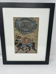 Original Framed Painting Jaipur Government Court Fee Stamp Paper Rajasthan India - Picture 1 of 24