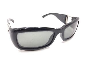 Gucci Black Silver Rectangle Wrap Sunglasses Gray Lens Designer Men Women